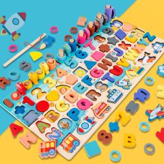   Fish&count Montessori Oktató Fa Matematikai Játék- Járművek A Díszítő Sorban