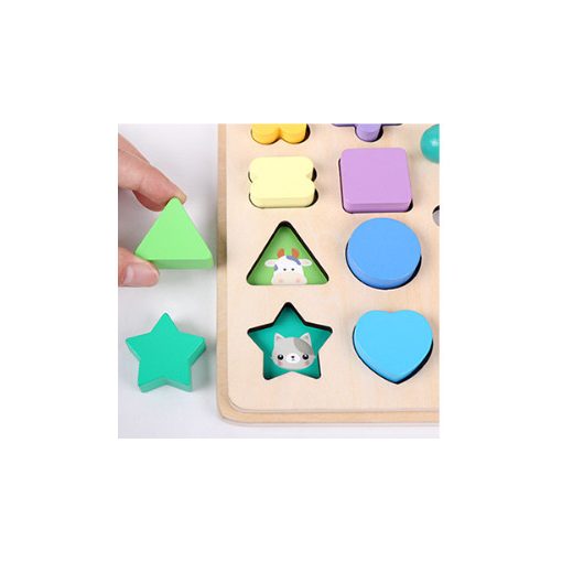 Montessori Gyöngy Mozaik És Horgászós Többfunkciós Clip Beads Fa Fejlesztőjáték