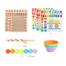 Montessori Gyöngy Mozaik És Horgászós Többfunkciós Clip Beads Fa Fejlesztőjáték