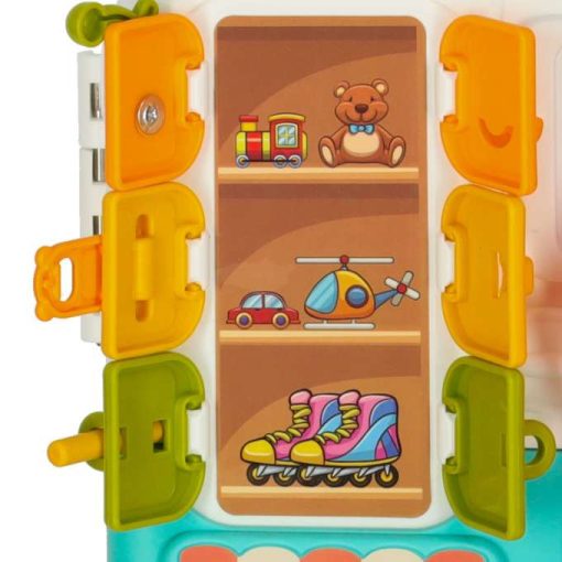 Érzékszervi manipulációs tábla Montessori bőrönd gombjai XXL könnyű hangot adnak