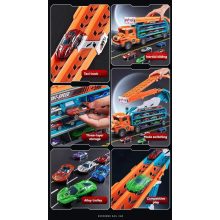 Autóversenypálya vontatószállító 6 db. narancs sárga