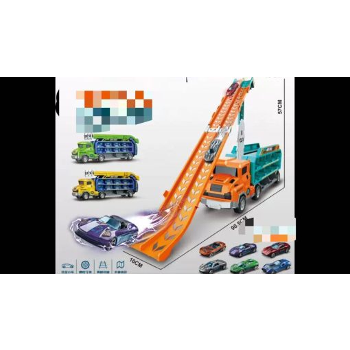 Autóversenypálya vontatószállító 6 db. narancs sárga