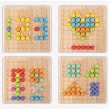 2 Az 1 Ben- Montessori  Szivárvány Színű Gyöngyök Oktató Játék Clip Beads Készségfejlesztő Fajáték