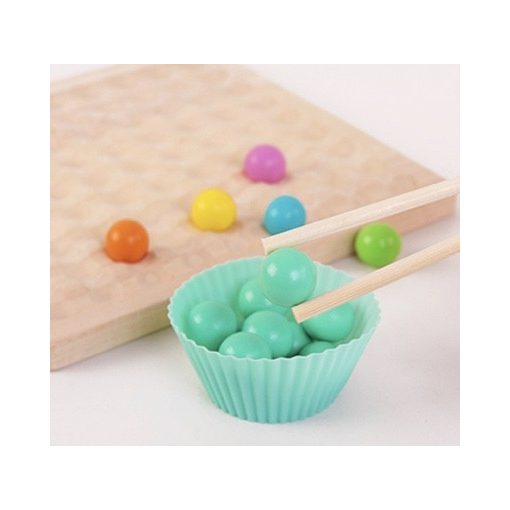 2 Az 1 Ben- Montessori  Szivárvány Színű Gyöngyök Oktató Játék Clip Beads Készségfejlesztő Fajáték