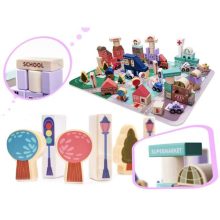 Fa Kockák - Város Építőkockák 135db