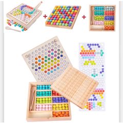   3 Az 1 Montessori Játékok Szivárvány Színű Gyöngyök Oktató Játék Clip Beads