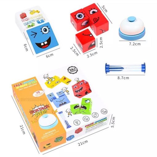 Nagy Méretű 2.5cm Kocka Készségfejlesztő Emojis Kirakó, Logikai Fejlesztőjáték Emoji Kocka Csengővel Homokórával