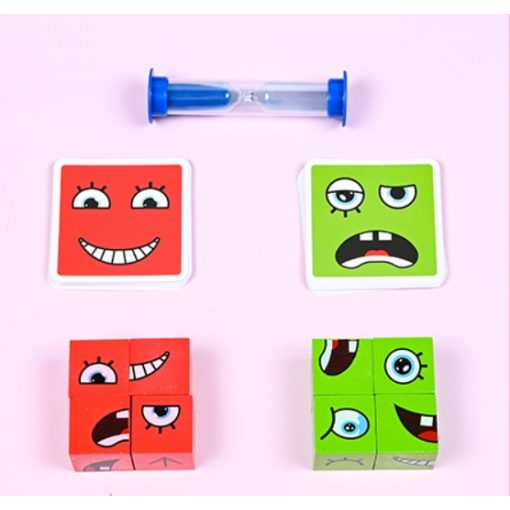 Nagy Méretű 2.5cm Kocka Készségfejlesztő Emojis Kirakó, Logikai Fejlesztőjáték Emoji Kocka Csengővel Homokórával