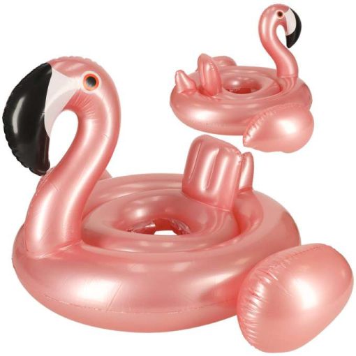 Úszógyűrű, pontongyűrű gyerekeknek üléssel, strandgyűrű, flamingó, max 20 kg, 1-3 év, 60 cm