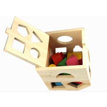 Formakereső Doboz  13db Montessori-kocka Fa Formaválogató Játék Kocka