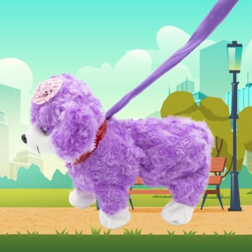 Sétáló, Zenélő, Ugató Lila Kutya – Pórázzal Vezethető Kutyus