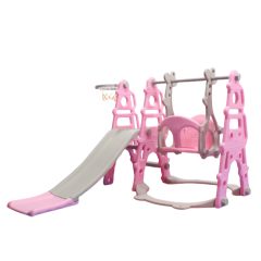 Gyerek csúszda hintával 3 az 1-ben RÓZSASZÍN