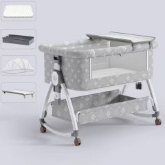   összecsukható kiságy, 6 állítható pozíció, dönthető, zárrendszer, rovarháló, tárolókosár, kerekek fékekkel