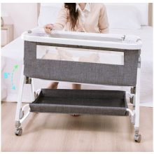 összecsukható kiságy, 6 állítható pozíció, dönthető, zárrendszer, rovarháló, tárolókosár, kerekek fékekkel