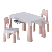 Gyermek asztal+ 2 szék rózsaszín-fehér