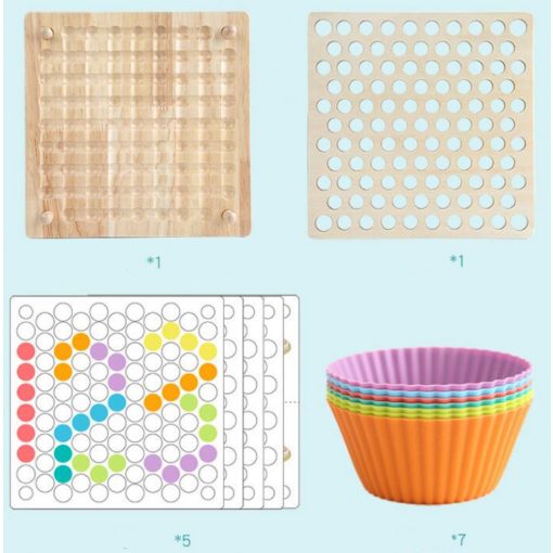 2 Az 1 Ben Montessori Szivárvány Színű Gyöngyök Oktató Játék Clip Beads Készségfejlesztő Fajátékok