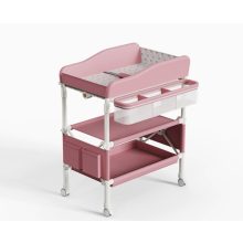 Fém Összecsukható Pelenkázó asztal rózsaszín állítható magasságú és 360 fokos irány 