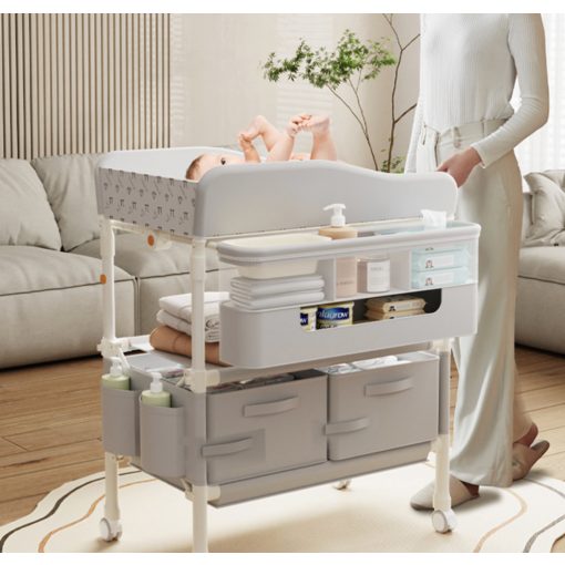 Fém Összecsukható Pelenkázó asztal rózsaszín állítható magasságú és 360 fokos irány 