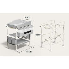 Fém Összecsukható Pelenkázó asztal rózsaszín állítható magasságú és 360 fokos irány 