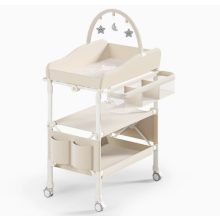 Fém Összecsukható Pelenkázó asztal bézs állítható magasságú és 360 fokos irány 