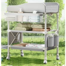 Fém Összecsukható Pelenkázó asztal bézs állítható magasságú és 360 fokos irány 