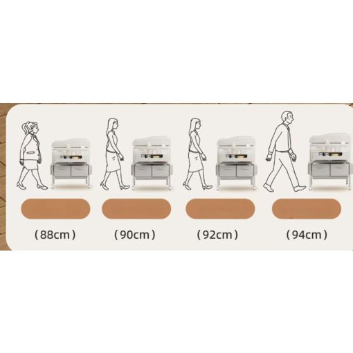 Fém Összecsukható Pelenkázó asztal bézs állítható magasságú és 360 fokos irány 