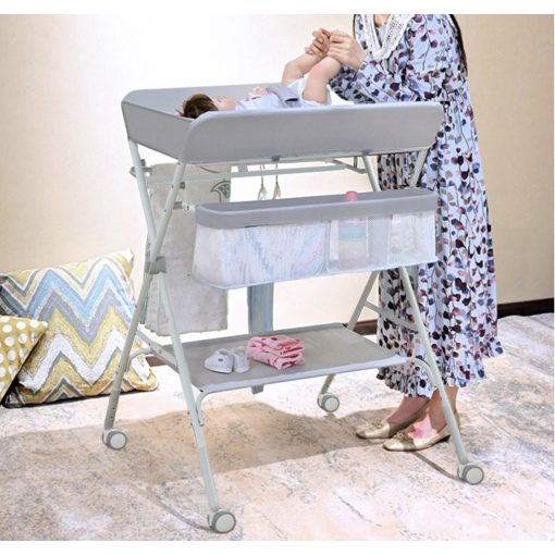 Összecsukható pelenkázóállvány Pelenkázópult rózsaszín állítható magasságú és 360 fokos irány