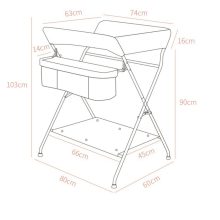 Összecsukható pelenkázóállvány Pelenkázópult rózsaszín állítható magasságú és 360 fokos irány