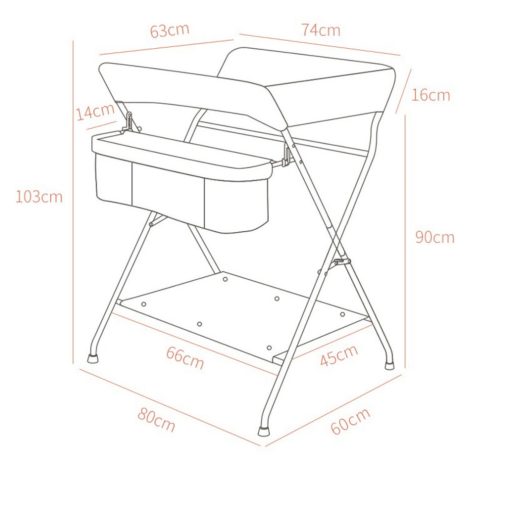 Összecsukható pelenkázóállvány Pelenkázópult rózsaszín állítható magasságú és 360 fokos irány