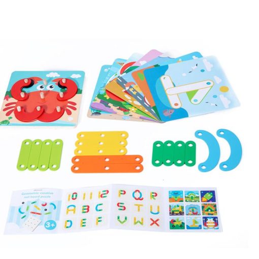 Montessori Kreatív Geotábla Puzzle Fejlesztő Játék 