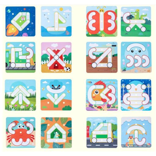  Montessori Kreatív Geotábla Puzzle Fejlesztő Játék 