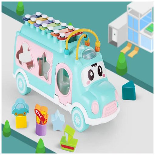 3 Az 1-ben Interaktív, Készségfejlesztő Zenélő Kisbusz Gyerekeknek 