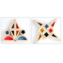 Színes Ablak Építőkockák Színes Fakockák 24db