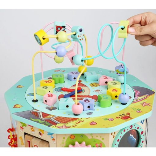  17-1 Interaktív Fa Készségfejlesztő Játék Golyóvezető Oktatókocka Játék És Tanulás Egyben