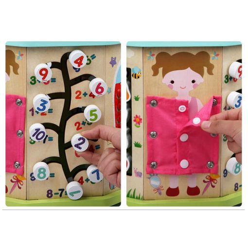 17-1 Interaktív Fa Készségfejlesztő Játék Golyóvezető Oktatókocka Játék És Tanulás Egyben