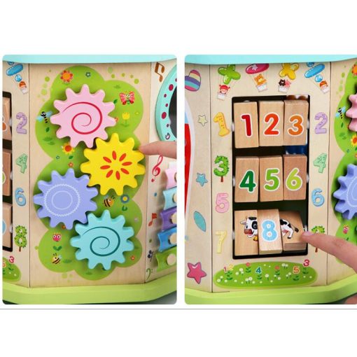  17-1 Interaktív Fa Készségfejlesztő Játék Golyóvezető Oktatókocka Játék És Tanulás Egyben