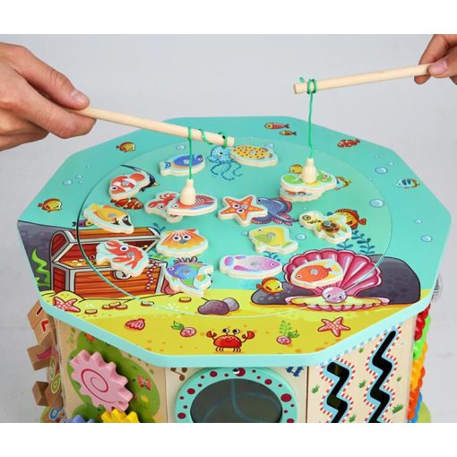  17-1 Interaktív Fa Készségfejlesztő Játék Golyóvezető Oktatókocka Játék És Tanulás Egyben