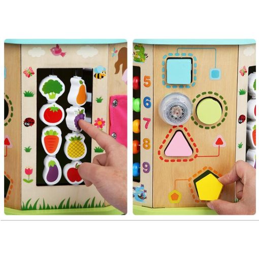  17-1 Interaktív Fa Készségfejlesztő Játék Golyóvezető Oktatókocka Játék És Tanulás Egyben