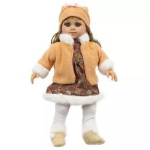 Gyönyörű Éneklő Hajasbaba Csinos Téli Szettben, Kötött Kiegészítőkkel – 40 Cm