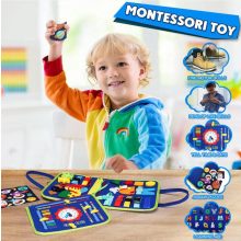 Interaktív Érzékszervi Játék, Textil Busy Board Kék Táska Típusú Könyv