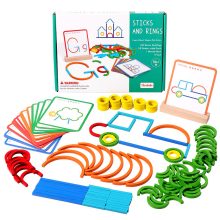 Montessori Fa Kreatív Botok És Gyűrűk Intelligencia Kirakós Puzzle Játék 