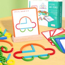 Montessori Fa Kreatív Botok És Gyűrűk Intelligencia Kirakós Puzzle Játék 