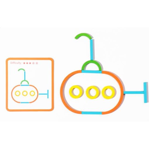 Montessori Fa Kreatív Botok És Gyűrűk Intelligencia Kirakós Puzzle Játék 