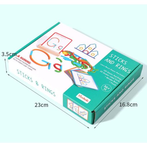 Montessori Fa Kreatív Botok És Gyűrűk Intelligencia Kirakós Puzzle Játék 