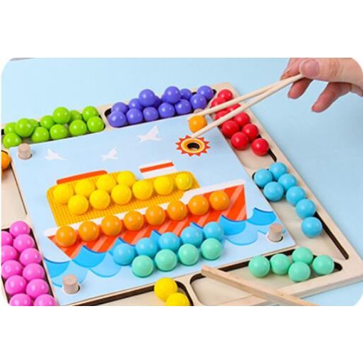 Montessori Játék Szivárvány Színű Gyöngyök Clip Beads