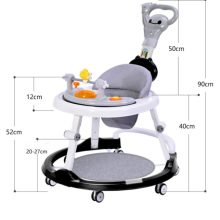 3in1 Átalakítható Zenélő Bébikomp Tolókarral fekete szürke 