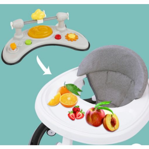 3in1 Átalakítható Zenélő Bébikomp Tolókarral fekete szürke 