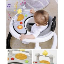 3in1 Átalakítható Zenélő Bébikomp Tolókarral fekete szürke 