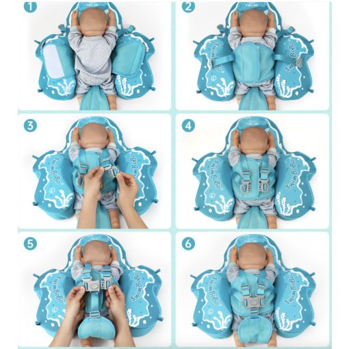 Nem felfújható, úszógumi baba fekvő úszógyűrűs úszómedencés úszóedző kék 0-24hó