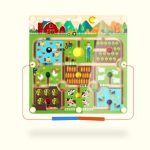 Fa Mágneses Labirintus Golyóvezető Játék Farm